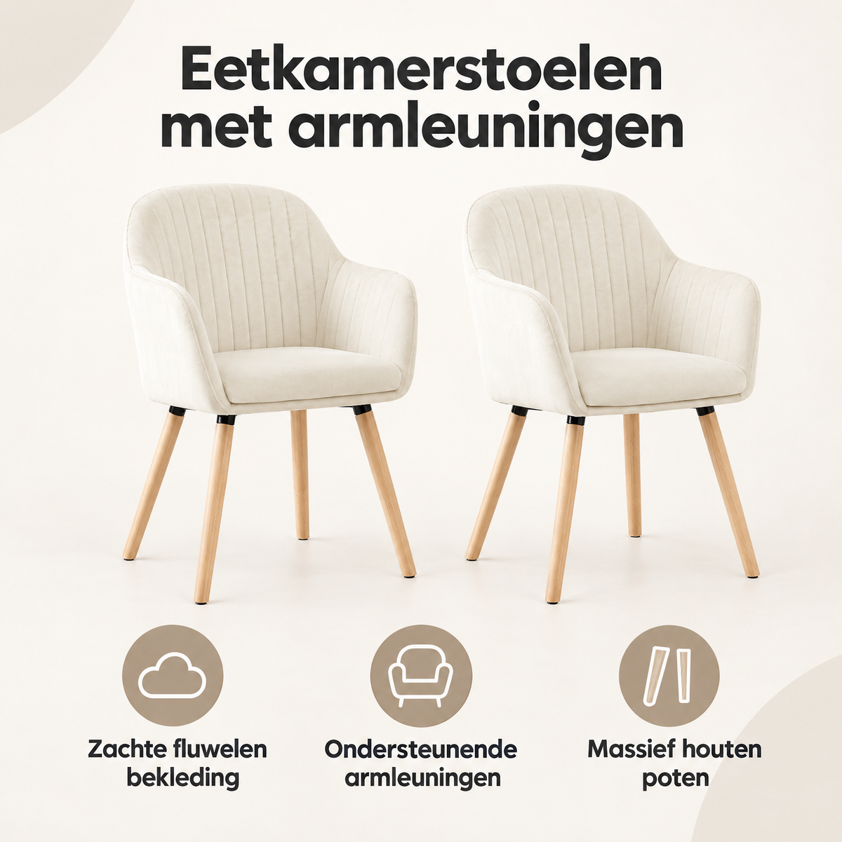 Overzicht van eetkamerstoelen met armleuningen met de belangrijkste productvoordelen
