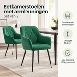 Praktische toepassing en keuzehulp voor eetkamerstoelen met armleuningen set van 2