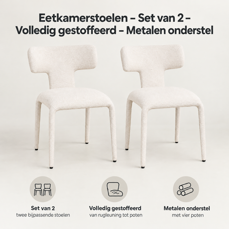 Belangrijkste voordelen en eigenschappen van eetkamerstoelen set van 2