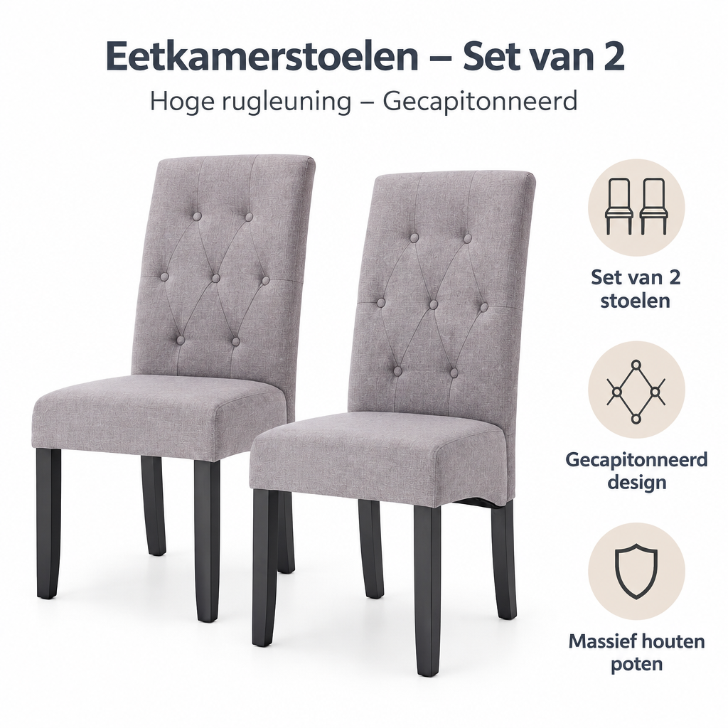 Belangrijkste voordelen en eigenschappen van eetkamerstoelen set van 2