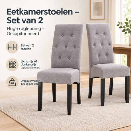 Praktische toepassing en keuzehulp voor eetkamerstoelen set van 2