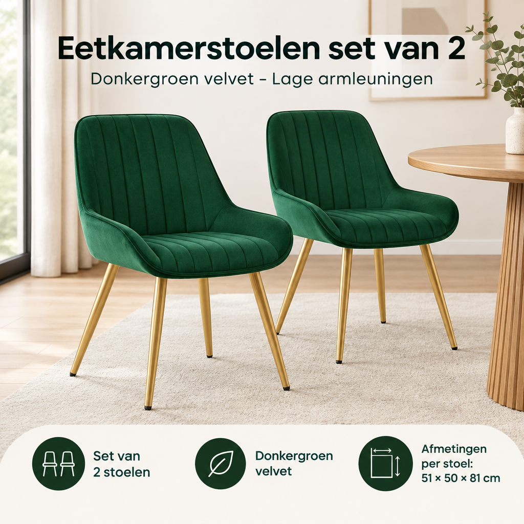 Praktische toepassing en keuzehulp voor eetkamerstoelen set van 2