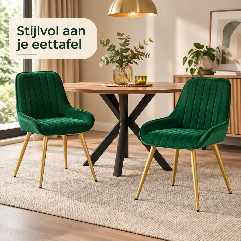 eetkamerstoelen set van 2 in gebruik in een passende praktijksituatie