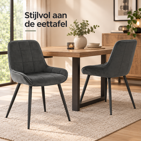 eetkamerstoelen set van 2 in gebruik in een passende praktijksituatie