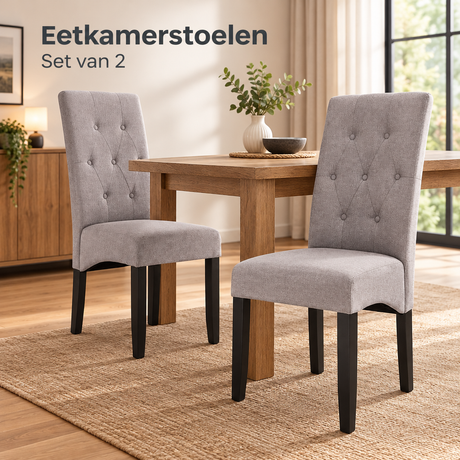eetkamerstoelen set van 2 in gebruik in een passende praktijksituatie