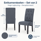 Afmetingen en productspecificaties van eetkamerstoelen set van 2
