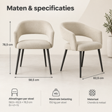 Afmetingen en productspecificaties van eetkamerstoelen set van 2