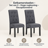 Overzicht van eetkamerstoelen set van 2 met de belangrijkste productvoordelen