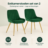 Overzicht van eetkamerstoelen set van 2 met de belangrijkste productvoordelen