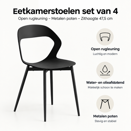 Belangrijkste voordelen en eigenschappen van eetkamerstoelen set van 4