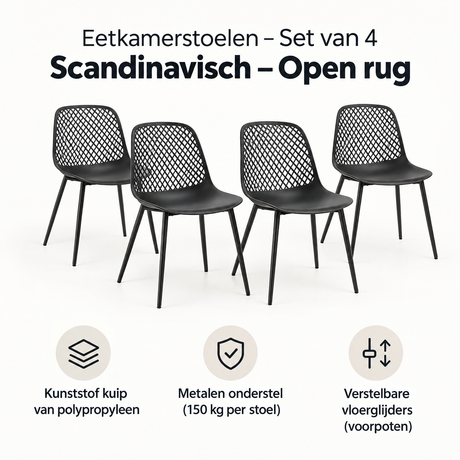 Belangrijkste voordelen en eigenschappen van eetkamerstoelen set van 4
