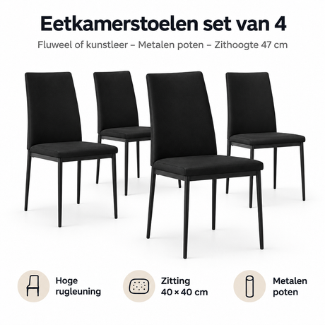 Belangrijkste voordelen en eigenschappen van eetkamerstoelen set van 4