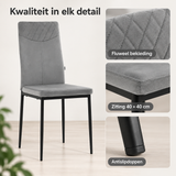 Detail van materiaal en afwerking van eetkamerstoelen set van 4