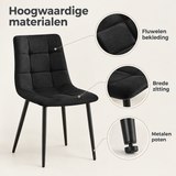Detail van materiaal en afwerking van eetkamerstoelen set van 4