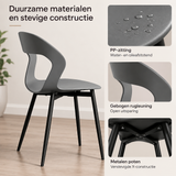 Detail van materiaal en afwerking van eetkamerstoelen set van 4