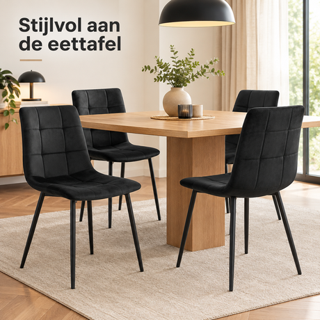 eetkamerstoelen set van 4 in gebruik in een passende praktijksituatie