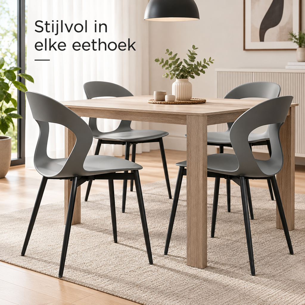 eetkamerstoelen set van 4 in gebruik in een passende praktijksituatie