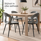 eetkamerstoelen set van 4 in gebruik in een passende praktijksituatie