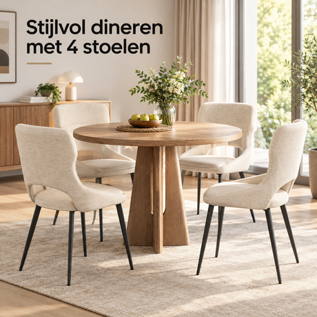 eetkamerstoelen set van 4 in gebruik in een passende praktijksituatie