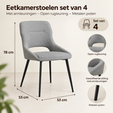 Afmetingen en productspecificaties van eetkamerstoelen set van 4