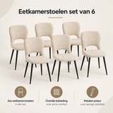 Overzicht van eetkamerstoelen set van 6 met de belangrijkste productvoordelen