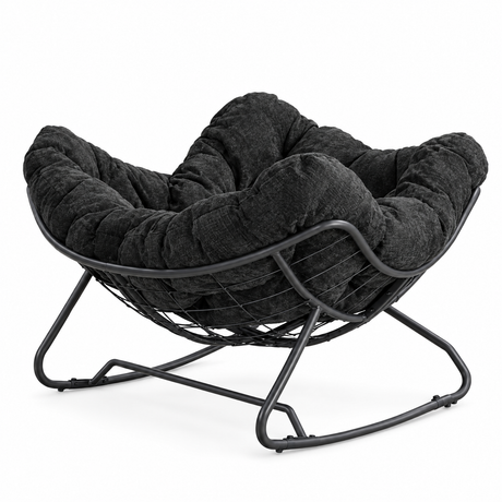 Eivormige schommelstoel van BukkitBow met kussen en metalen frame, geschikt tot 150 kg, comfortabele zit voor binnen en buiten