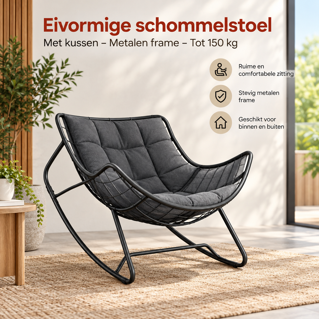 Praktische toepassing en keuzehulp voor eivormige schommelstoel