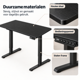 Detail van materiaal en afwerking van elektrisch zit-sta bureau
