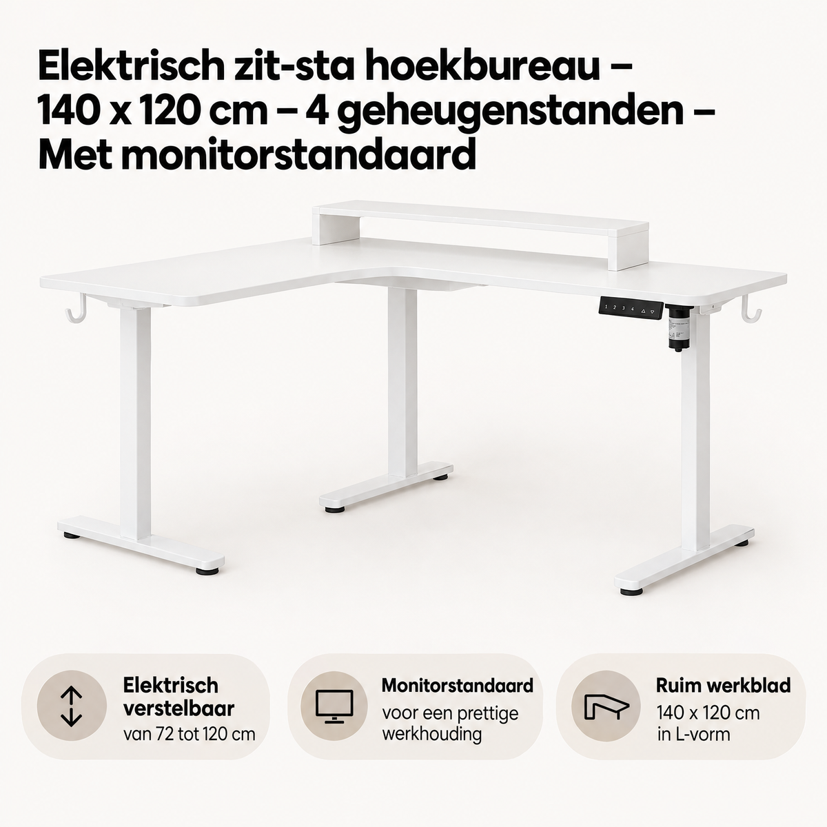 Belangrijkste voordelen en eigenschappen van elektrisch zit-sta hoekbureau