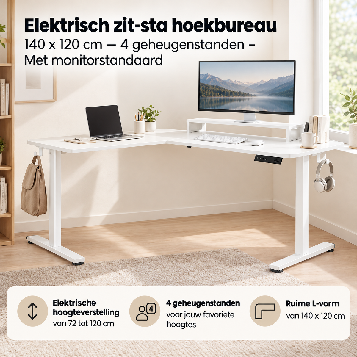 Praktische toepassing en keuzehulp voor elektrisch zit-sta hoekbureau