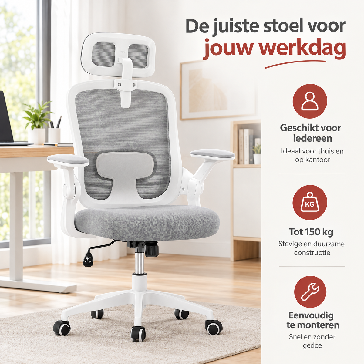 Praktische toepassing en keuzehulp voor ergonomische mesh bureaustoel