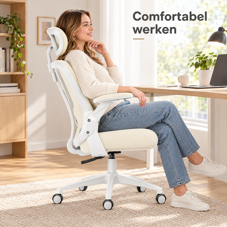 ergonomische mesh bureaustoel in gebruik in een passende praktijksituatie
