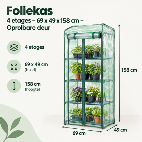Afmetingen en productspecificaties van foliekas