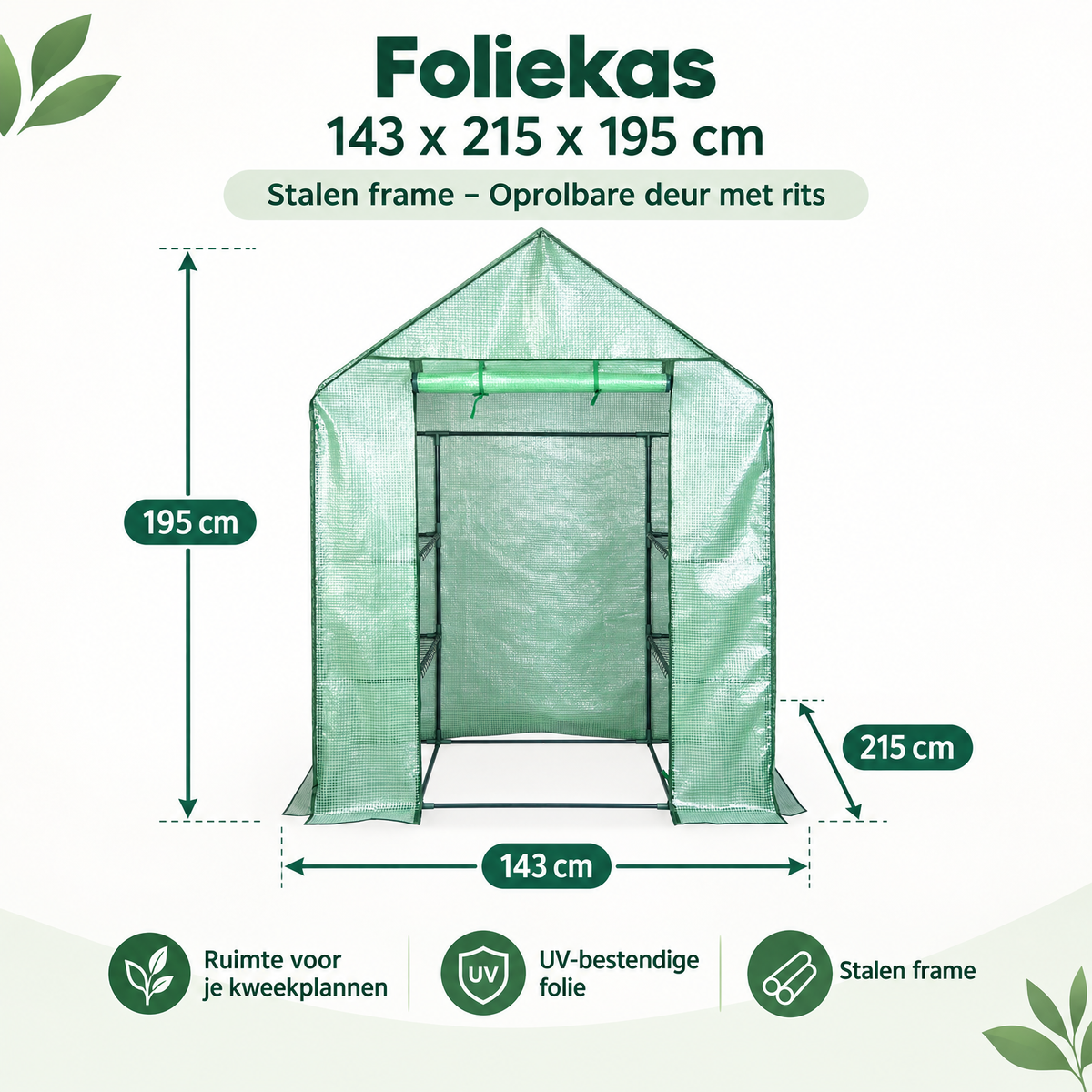 Afmetingen en productspecificaties van foliekas