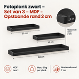 Afmetingen en productspecificaties van fotoplank zwart