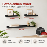 Afmetingen en productspecificaties van fotoplanken zwart