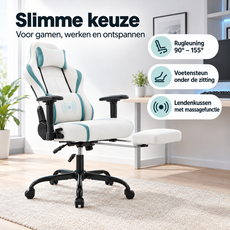 Praktische toepassing en keuzehulp voor gamestoel met voetensteun