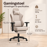 Afmetingen en productspecificaties van gamingstoel