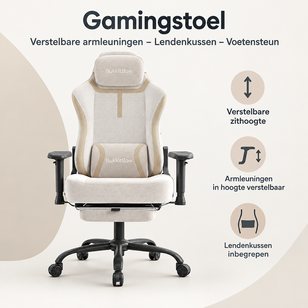 Overzicht van gamingstoel met de belangrijkste productvoordelen