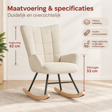 Afmetingen en productspecificaties van gestoffeerde schommelstoel