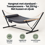 Overzicht van hangmat met standaard met de belangrijkste productvoordelen