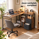 hoekbureau met lades in gebruik in een passende praktijksituatie