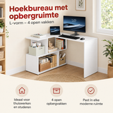 Praktische toepassing en keuzehulp voor hoekbureau met opbergruimte