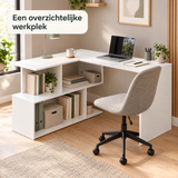 hoekbureau met opbergruimte in gebruik in een passende praktijksituatie