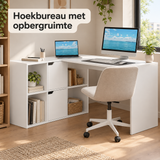 hoekbureau met opbergruimte in gebruik in een passende praktijksituatie