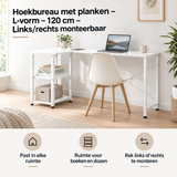 Praktische toepassing en keuzehulp voor hoekbureau met planken