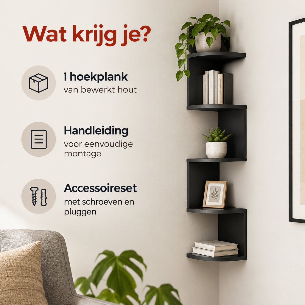 Praktische toepassing en keuzehulp voor hoekwandplank
