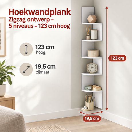 Afmetingen en productspecificaties van hoekwandplank