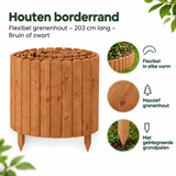Flexibele houten border rand van BukkitBow, 203 cm lang in bruin of zwart, geschikt als gazonrand van grenenhout