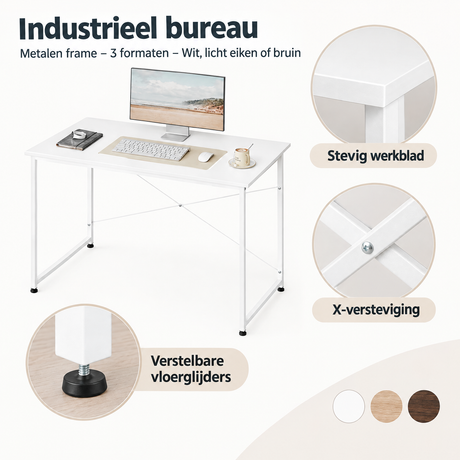 Detail van materiaal en afwerking van industrieel bureau